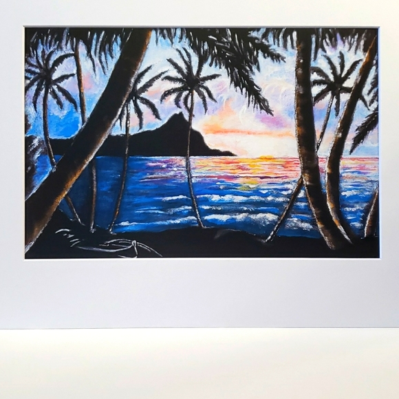Original Art Print Of Diamond Head Size  8×12 "Velvet Diamond" / Hawaiian Art - Picture 5 of 10